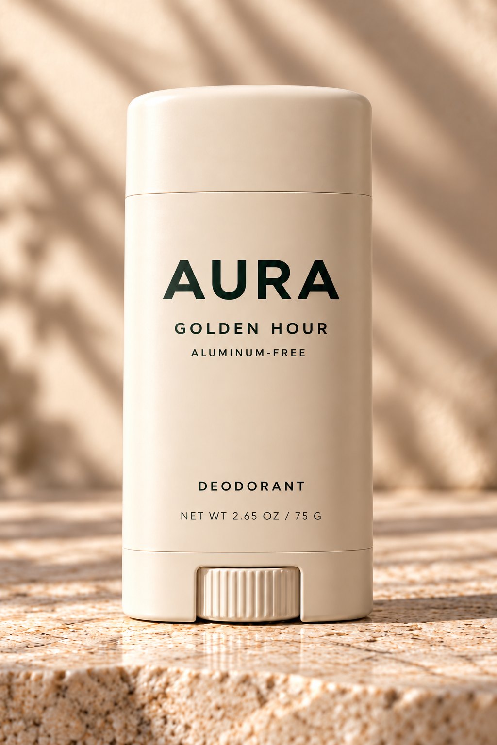 Conceptual packaging for AURA Golden Hour — Deodorant